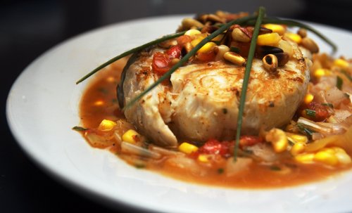 Pan-Seared Halibut with Corn-Coriander Salsa