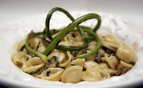 Absorption Pasta with Scapes and Wild Mushrooms